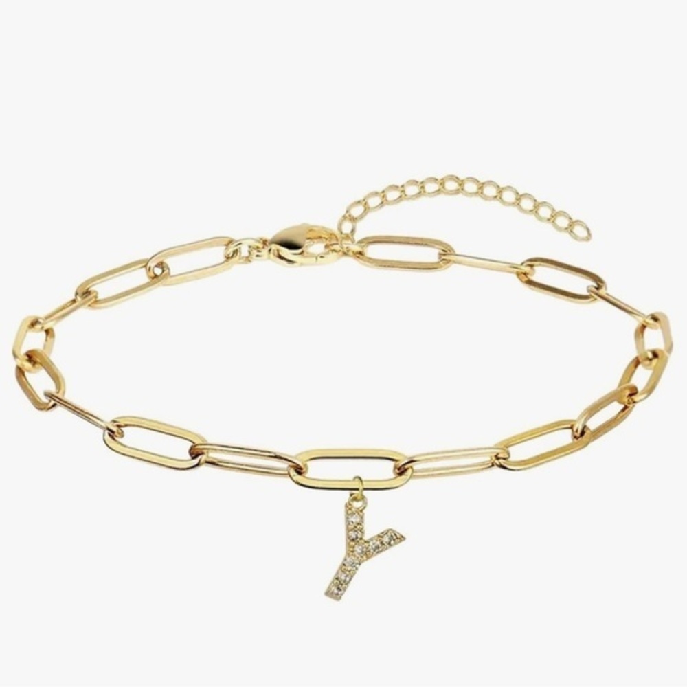 Victoria Leland Designs Gold Initial Paperclip bracelet